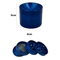 5cm Blue Curved Herb Grinder 4 Layers Smoke Spice Tobacco Metal Crusher
