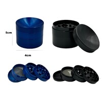 2-Pack 5cm Curved Herb Grinder 4 Layers Smoke Spice Tobacco Metal Crusher - Blue and Black