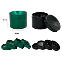 2-Pack 5cm Curved Herb Grinder 4 Layers Smoke Spice Tobacco Metal Crusher - Green and Black