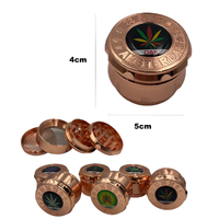 6-Pack 5cm Gold Herb Grinder Amsterdam 4 Layers Smoke Spice Tobacco Metal Crusher