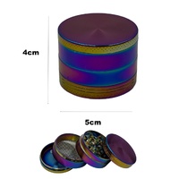 5cm Rainbow Herb Grinder 4 Layers Smoke Spice Tobacco Metal Crusher - Mult-Colour