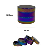 4cm Rainbow Herb Grinder 4 Layers Smoke Spice Tobacco Metal Crusher - Mult-Colour