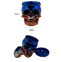7cm Blue Bronze Skull Herb Grinder 4 Layers Smoke Spice Tobacco Metal Crusher Gift