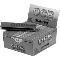 OCB Unbleached 50 Box Silver X-Pert KING SIZE Slim Fit Premium Rolling Papers Smoking