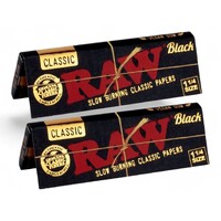 2 X RAW Black 1 1/4 Size Slim Classic Hemp Natural Unrefined Papers Smoking