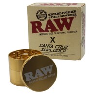 Raw Gold Santa Cruz Shredder Grinder 4 Layers Smoke Spice Tobacco Metal Crusher