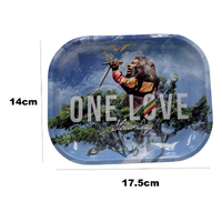 Bob Marley - One Love Metal Cigarette Tobacco Rolling Tray Mini - 17.5 x 14 x 1.5 cm