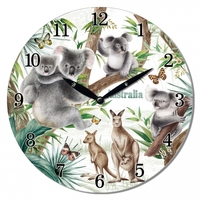 Animals of Australia Koala Kangaroo 14.5cm MDF Round Table Clock in Gift Box