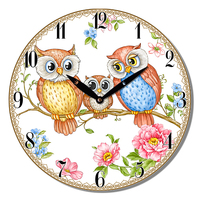 Animals Bird Owl 14.5cm MDF Round Table Clock in Gift Box