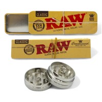 RAW Mini King Size Set - Raw Metal Tin Case + Raw Paper with Tips + Mini Grinder