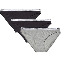 Calvin Klein Womens Underwear 3 Pack - Small Carousel Cotton Bikini Black/Grey
