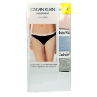 Calvin Klein Womens Underwear 3 Pack Pink Blue Grey - Small -Carousel Cotton Bikini