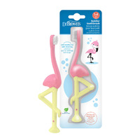 Dr. Brown's Baby and Toddler Toothbrush, Pink and Yellow Flamingo, 1-4 Years