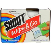 Shout Wipe and Go Instant Stain Remover Textured Individually Packaged, 12 Wipes