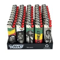 50x BIC Maxi Bob Marley Lighters Various Colour Box J26