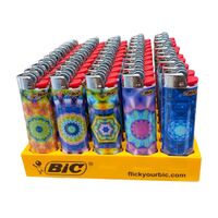 50x BIC Maxi Kaleidoscope Lighters Various Colour Box J26