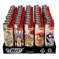 50x BIC Maxi Style Lighters Various Colour Box J26