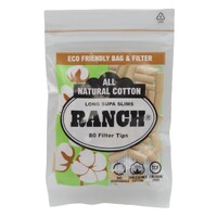 Ranch Long Supa Slim All Natural Cotton Cigarette Filters, 80 Filter Tip Bag