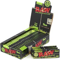 Box of 24 RAW Black Ultra Thin 1 1/4 Papers Organic Hemp Natural Smoking 