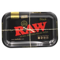 Raw Metal Black Rolling Tray Smoking Cigarette Tobacco Smoke - Small (28x18cm)