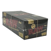 Box of 50 RAW Black Ultra Thin Single Wide CLASSIC Natural Paper Smoking 