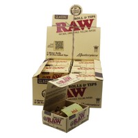 Box of 12 RAW Classic Natural Unrefined King size Slim 3 Meter Roll and 30 Tips 