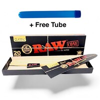 20 Pack Raw Black King Size Cones Pre Rolled Ultra Fine Natural Paper+Doob Tube
