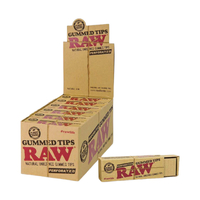 Box of 24 RAW Gummed Natural Perforated Filter Tips Smoking Papers 