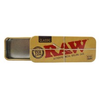 RAW Classic 1 1/4 Size Metal Tin Case Rolling Papers Smoking Roll Caddy 