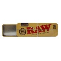 RAW Classic King Size Metal Tin Case Rolling Papers Smoking Roll Caddy