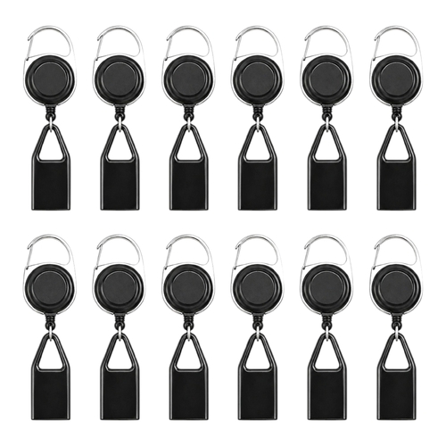 12 Pack Retractable Lighter Holder Clip 60cm Belt Clip Leash Black