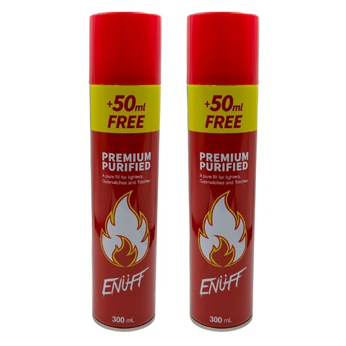 2 x Enuff Premium Lighter FLUID Butane Jet Torch Genuine Gas Refill 300ml Universal