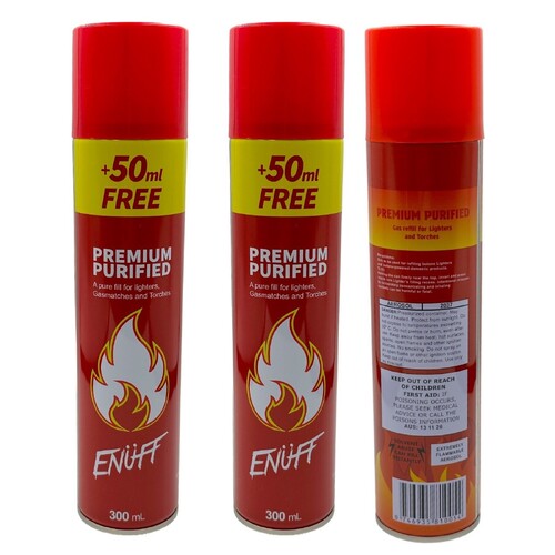 3 x Enuff Premium Lighter FLUID Butane Jet Torch Genuine Gas Refill 300ml Universal