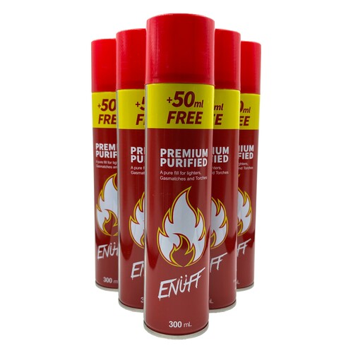 6 X Enuff Premium Lighter FLUID Butane Jet Torch Genuine Gas Refill 300ml Universal