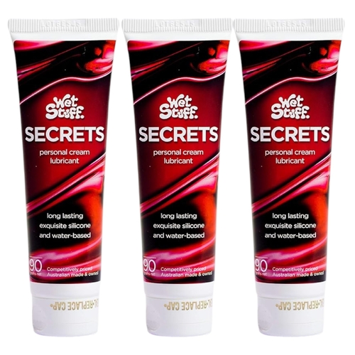 3 x 90g Wet Stuff Secrets Cream Lube Long Lasting Lubricant Condom Safe Unscented