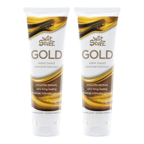 2 Pack of 100g Wet Stuff Gold Lubricant Extra Long Lasting Water Based Clear Gel