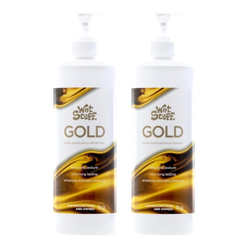 2 x 1kg Wet Stuff Gold Water Based Personal Lubricant Gel Pump Bottle