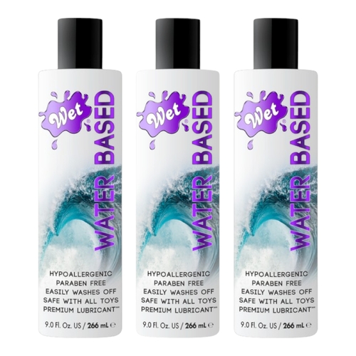 3 x 266ml Wet Water Based Premium Lubricant Paraben Free Toy Safe Hypoallergenic