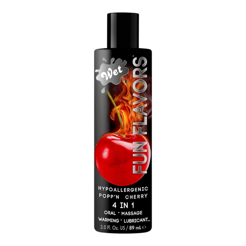 89ml Wet Fun Flavours Poppn Cherry Edible Water Based Lube Massage Lubricant