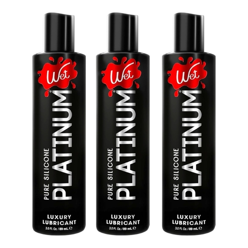 3 x 89ml Wet Platinum Luxury Silicone Lubricant Long Lasting Waterproof Glide