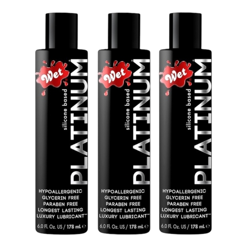 3 x 178ml Wet Platinum Silicone Lubricant Paraben Free Long Lasting Toy Safe