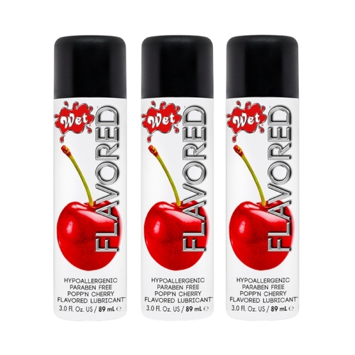 3 x 89ml Wet Flavoured Lube Popp’n Cherry Edible Oral Massage Safe Lubricant Gel