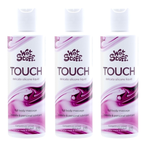 3 x 235g Wet Stuff Touch Silicone Based Lubricant 2 in 1 Massage and Intimacy