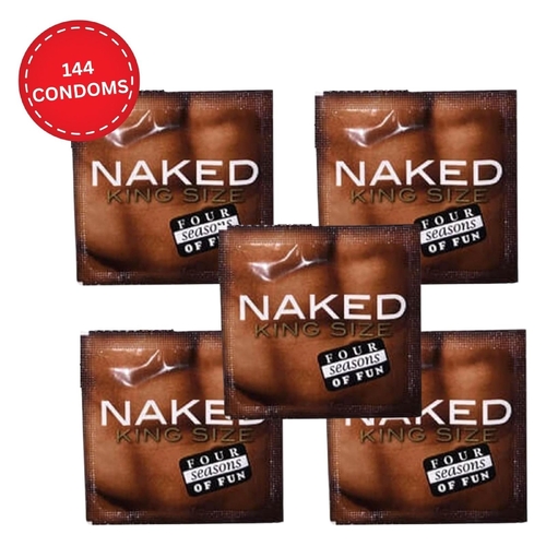 Four Seasons Naked King Size Condoms 144 Pack Larger Fit Lubricated 64mm Latex