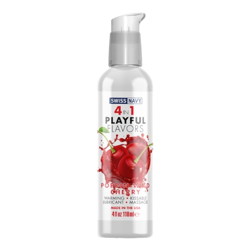 118ml Swiss Navy 4-in-1 Wild Cherry Lubricant Edible Warming Massage Safe