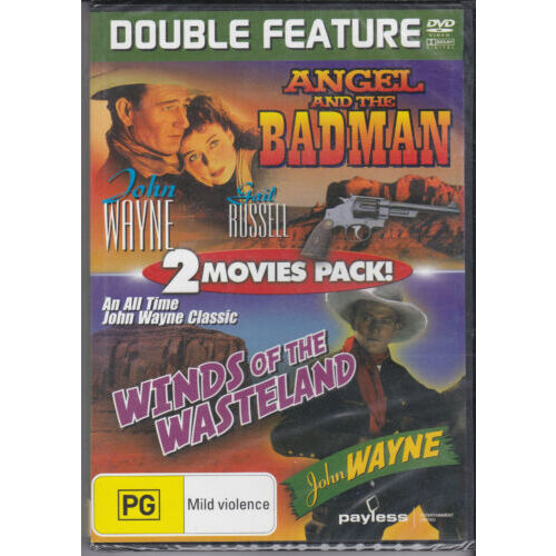 JOHN WAYNE -DOUBLE FEATURE ANGEL AND THE BADMAN &amp; WINDS OF WASTELAND - DVD New