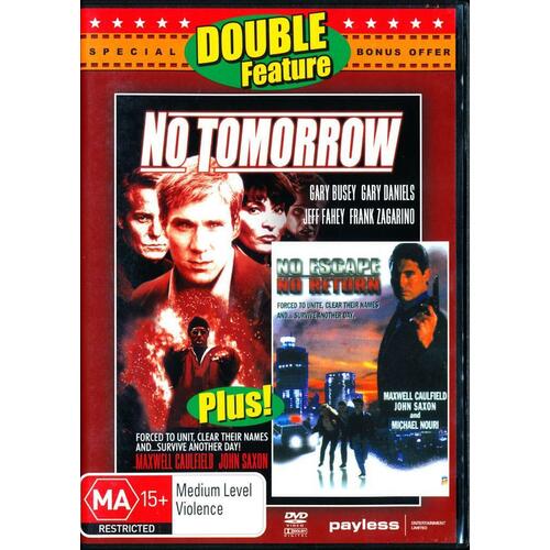 NO TOMORROW &amp; NO ESCAPE NO RETURN DOUBLE FEATURE - Rare DVD Aus Stock New
