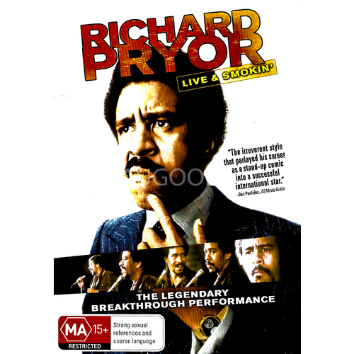 Richard Pryor Live &amp; Smokin&#39; -DVD Comedy Series Rare Aus Stock New Region ALL