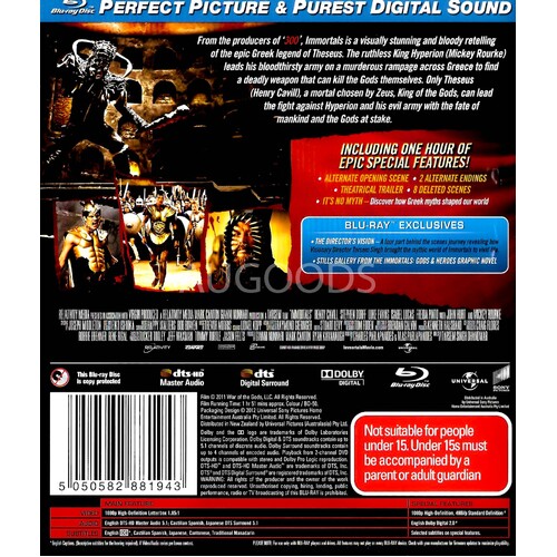 Immortals Blu-Ray Preowned: Disc Like New
