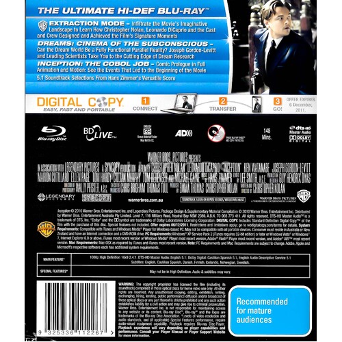 Inception Blu-Ray Preowned: Disc Like New